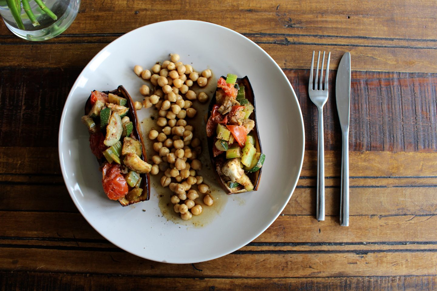 Aubergine Bake with a Chickpea Salad