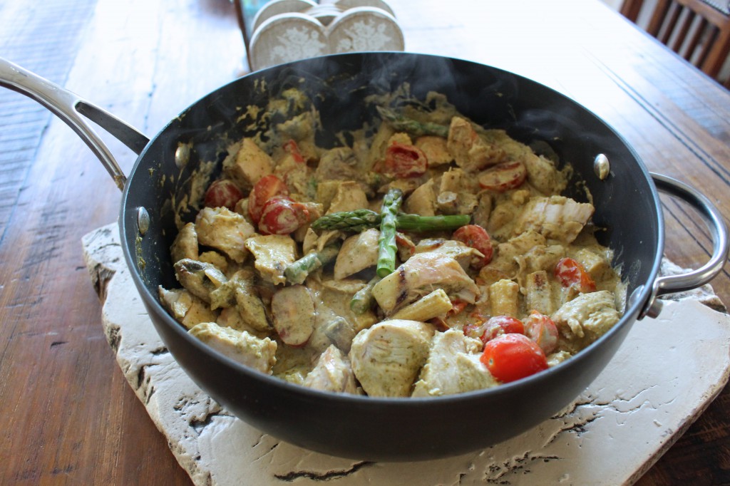 Pesto and creme fraiche chicken