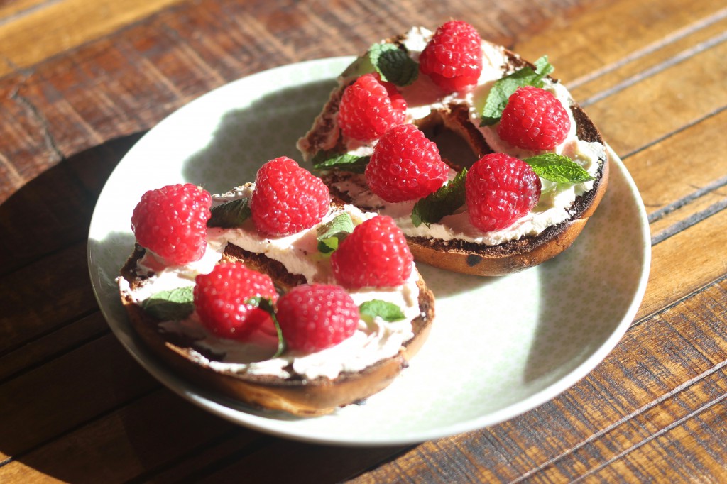 Cream Cheese & Raspberry Bagel